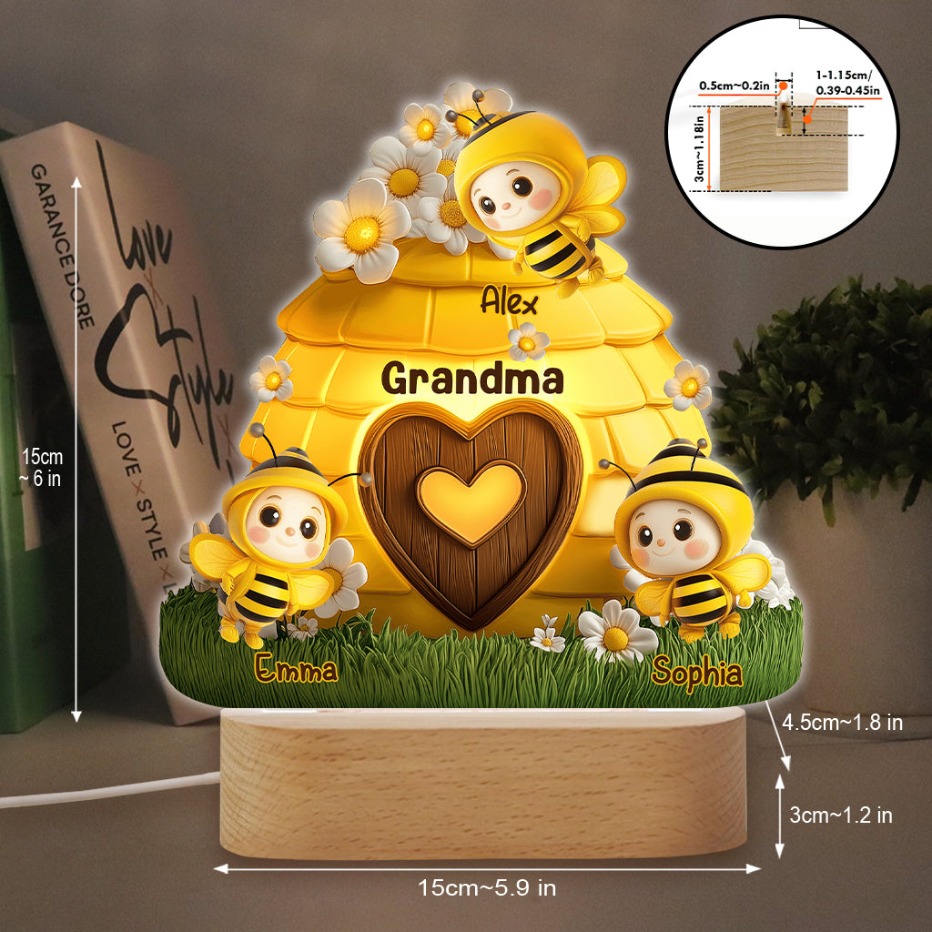 Raison d'être heureux - Plaque lumineuse personnalisée en forme de grand-mère