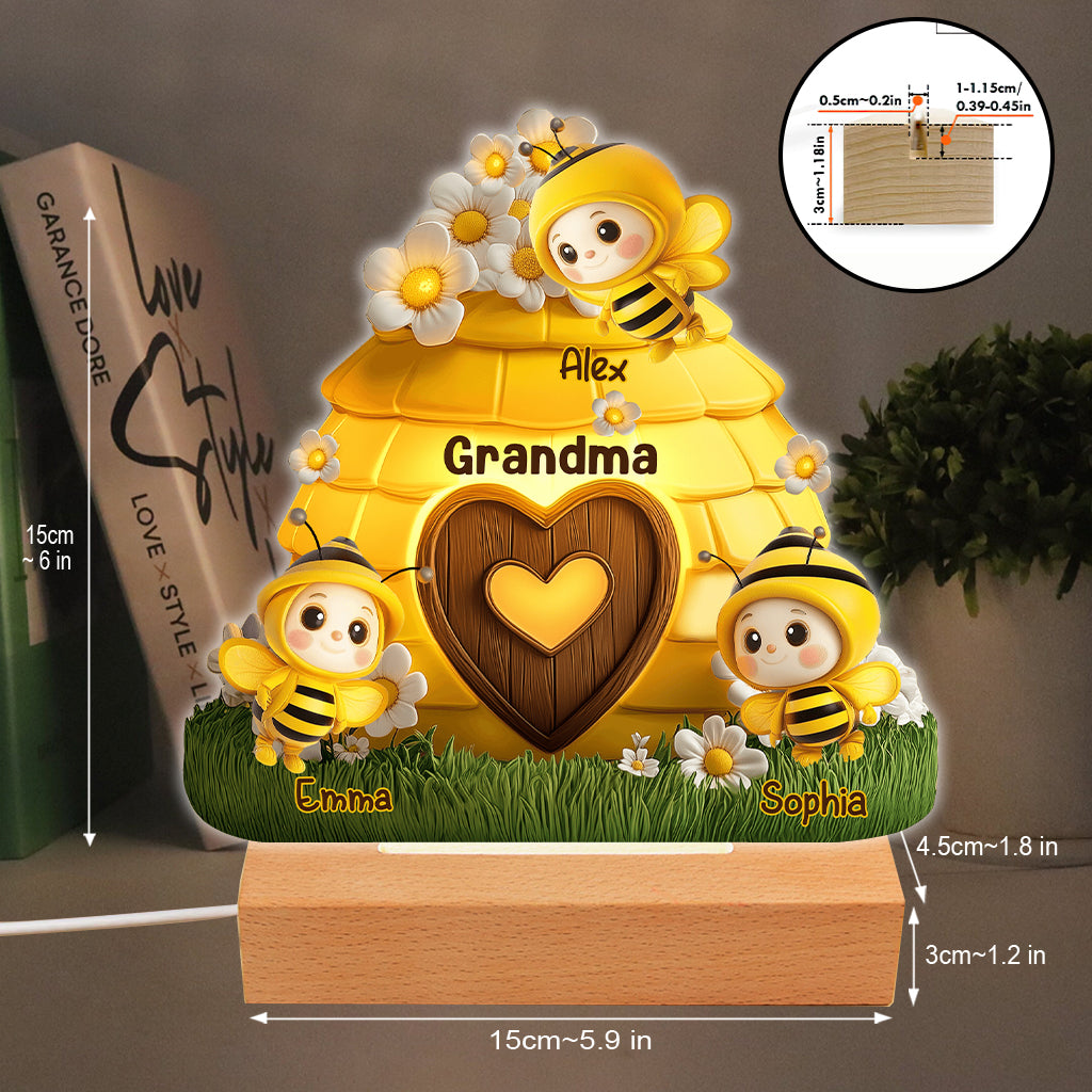 Raison d'être heureux - Plaque lumineuse personnalisée en forme de grand-mère