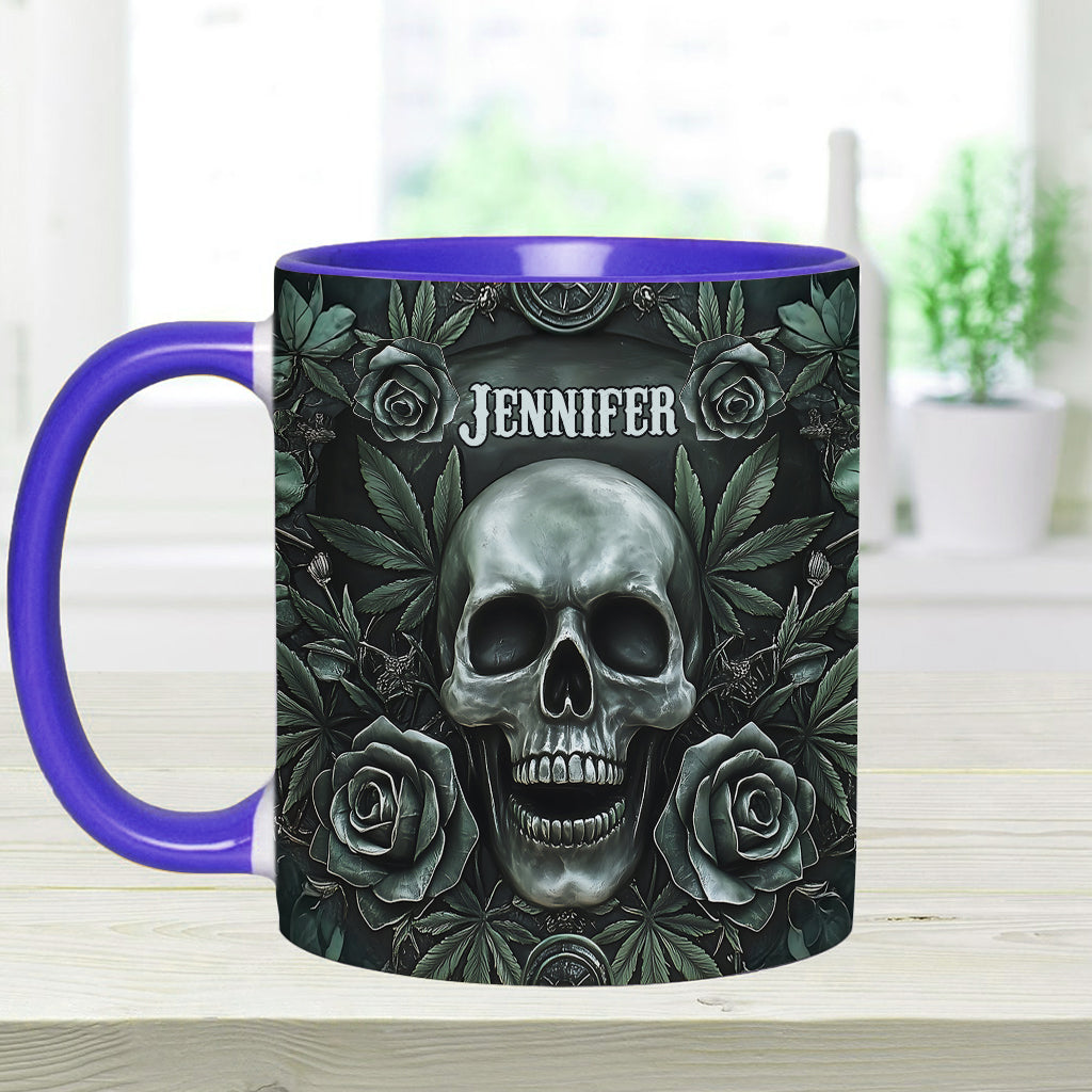 Mug personnalisé avec motif tête de mort et feuille de cannabis