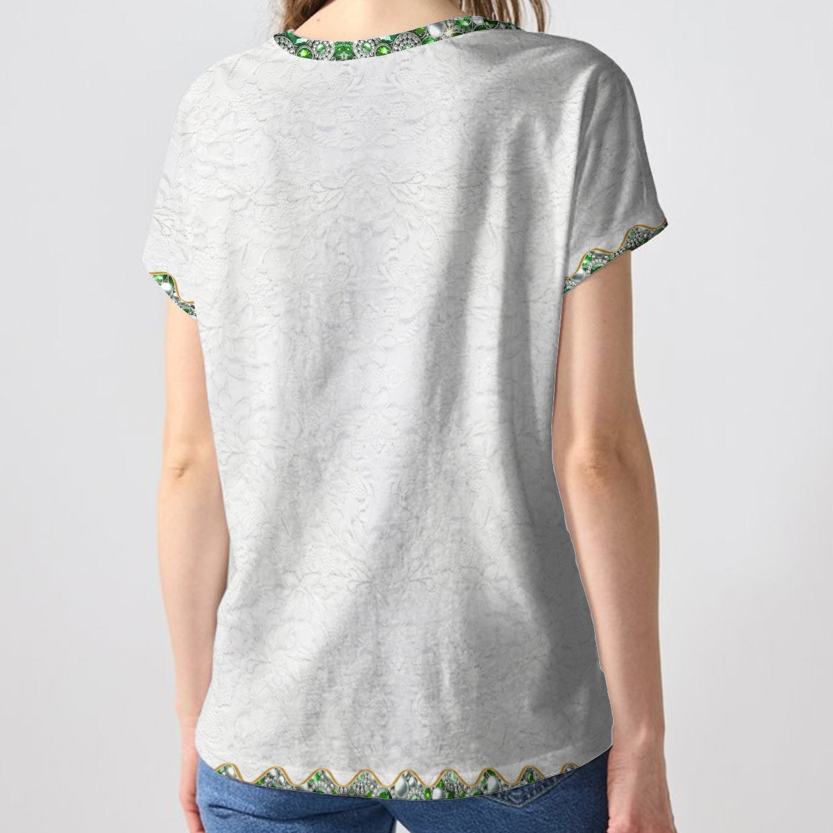 T-shirt à col en V personnalisé avec motif grenouille, imprimé intégral, motif « Love Frog ».