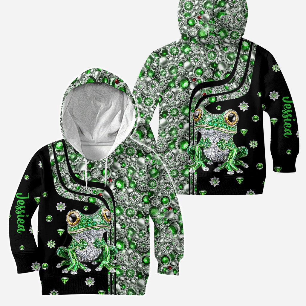 Juste une fille qui aime les grenouilles - Sweat à capuche et legging personnalisés avec des grenouilles