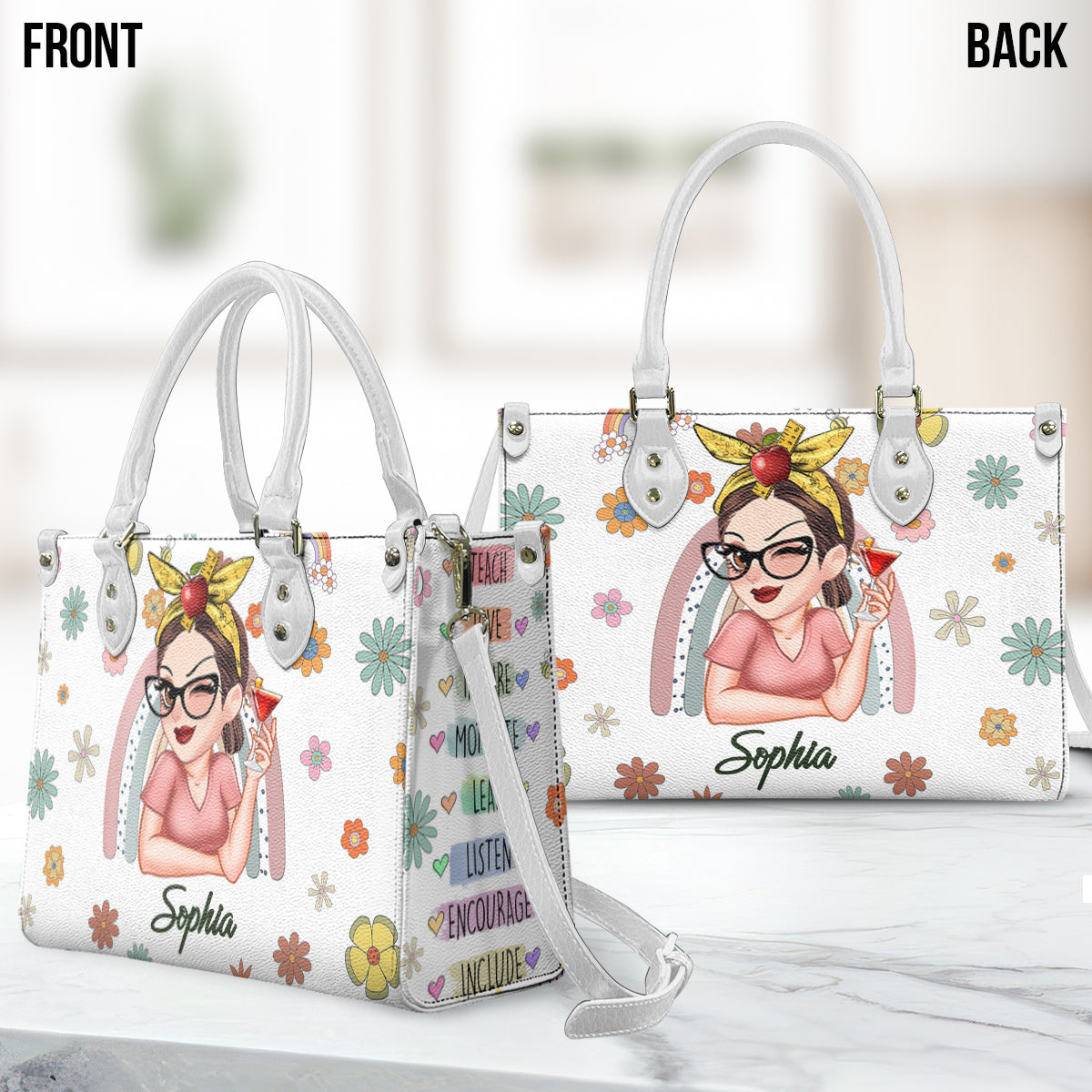 Teach Love Inspire - Personalized Teacher Leather Handbag