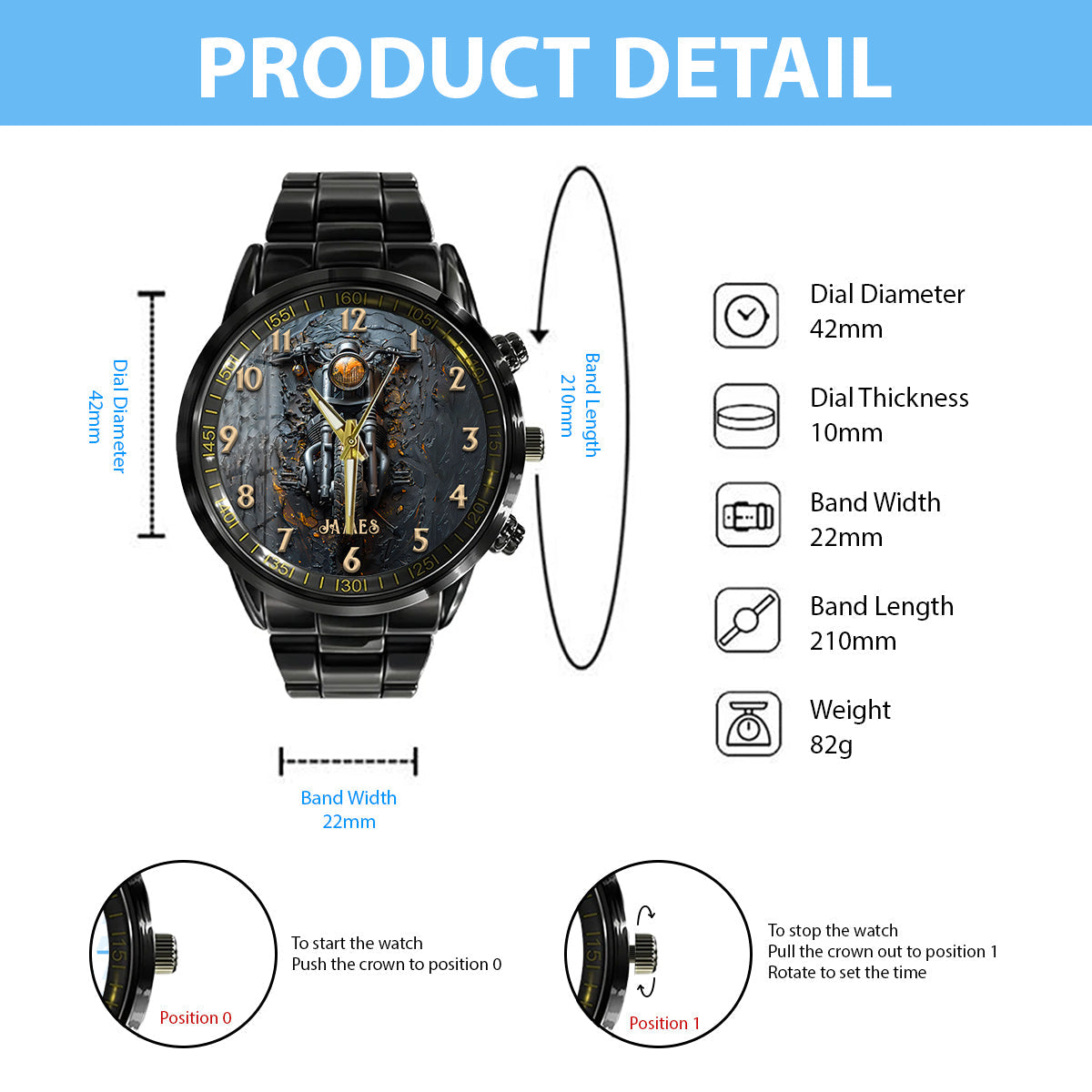 Montre de motard personnalisée Ride All Times