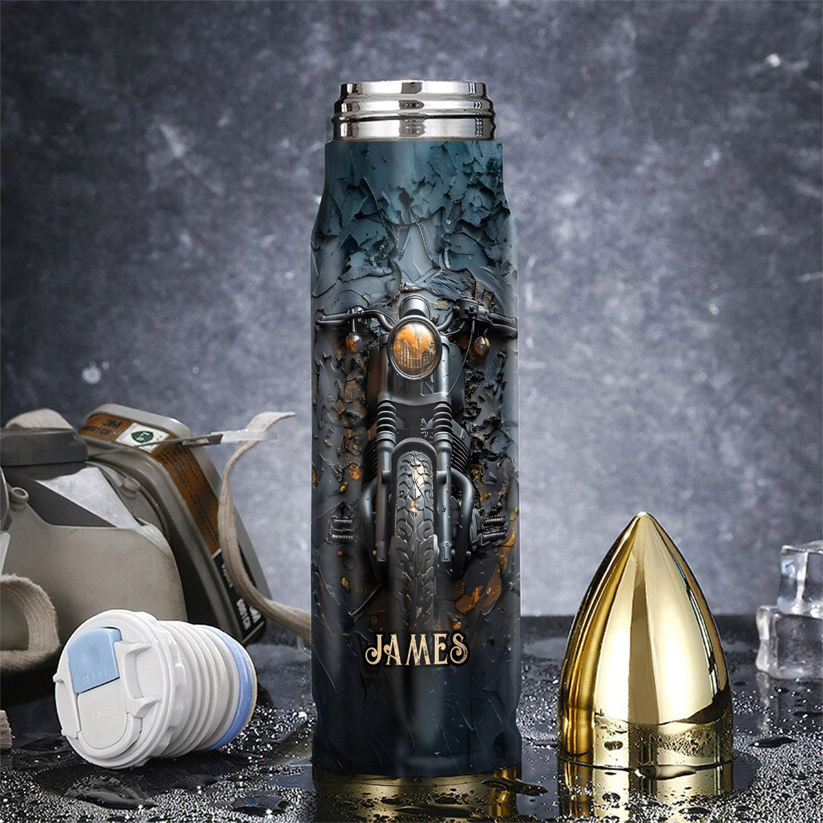 Never Underestimate An Old Man With A Motorcycle - Personalized Biker Bullet Tumbler