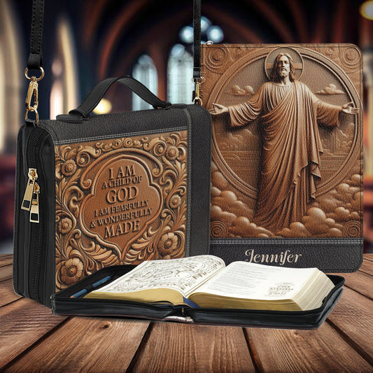 Je suis un enfant de Dieu - Étui à Bible chrétien personnalisé en cuir