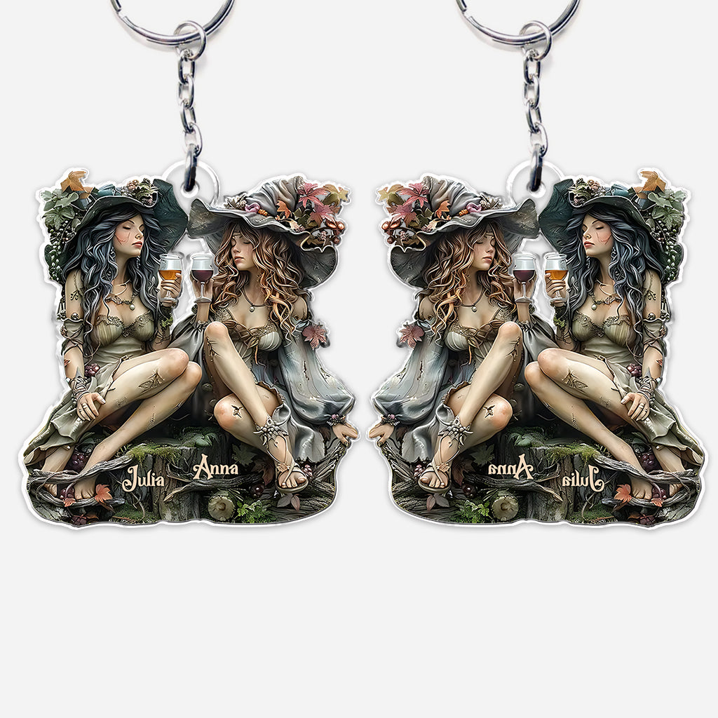 Witch Besties - Personalized Bestie Custom Shaped Keychain