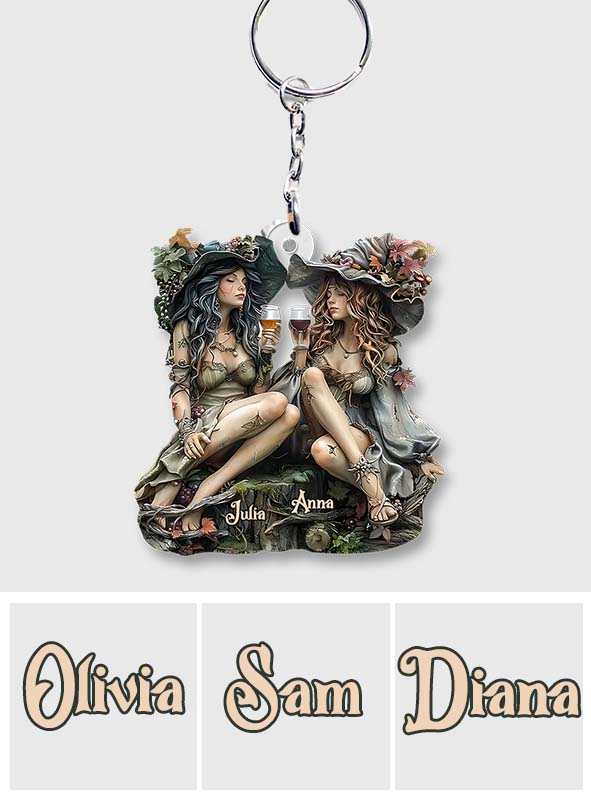 Witch Besties - Personalized Bestie Custom Shaped Keychain