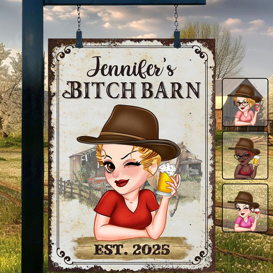 Bitch Barn - Panneau métallique rectangulaire personnalisé pour chevaux