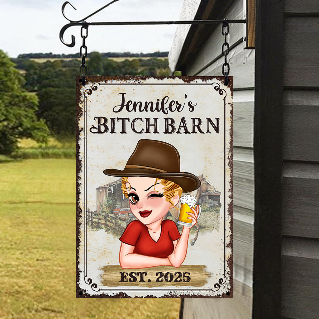 Bitch Barn - Personalized Horse Rectangle Metal Sign