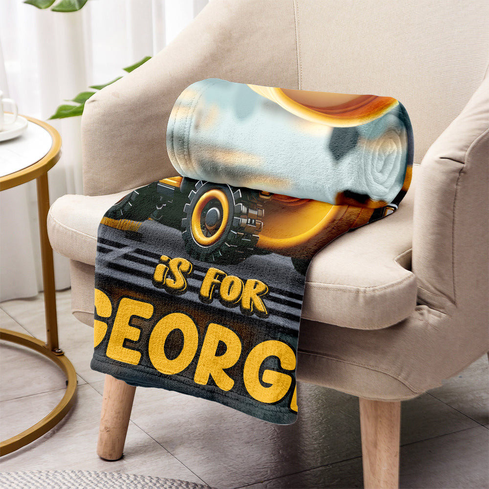 Lettres de véhicules de construction - Couverture enfant personnalisée