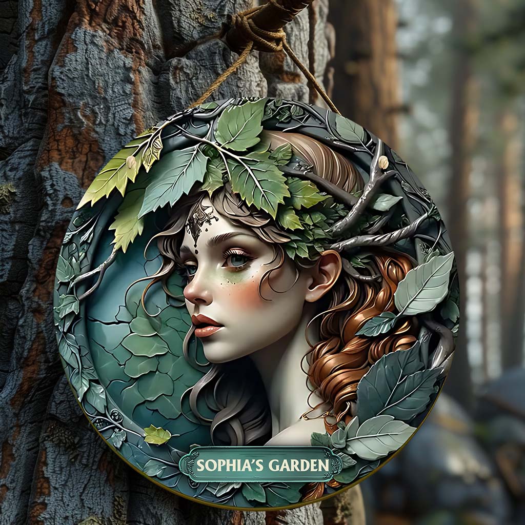 Panneau rond en bois personnalisé « Plant Lady » - Jardinage