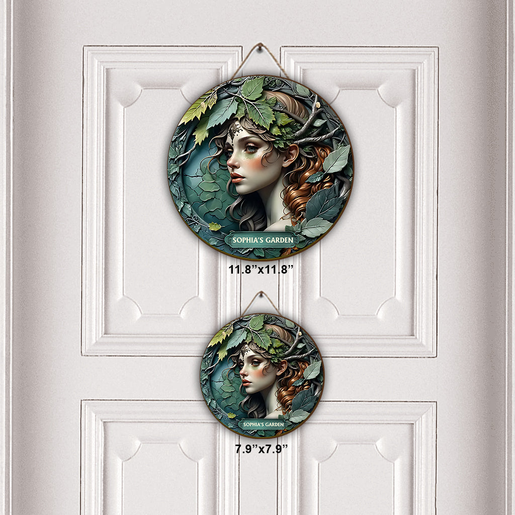 Panneau rond en bois personnalisé « Plant Lady » - Jardinage