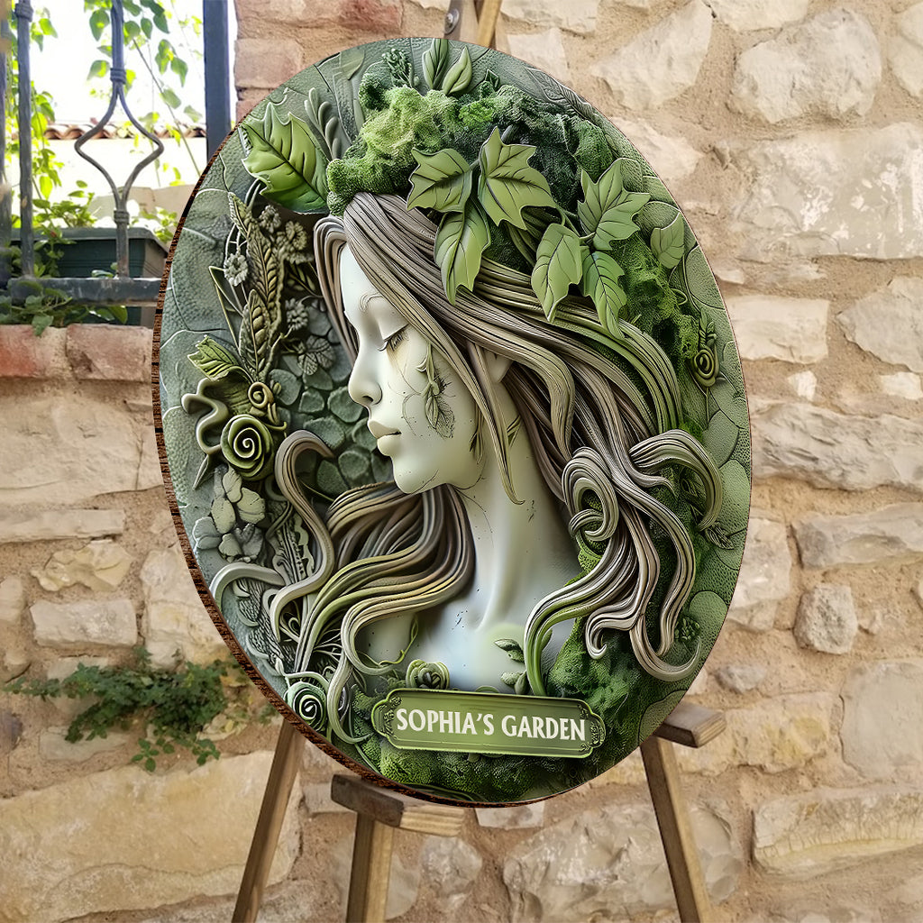 Panneau rond en bois personnalisé « Plant Lady » - Jardinage