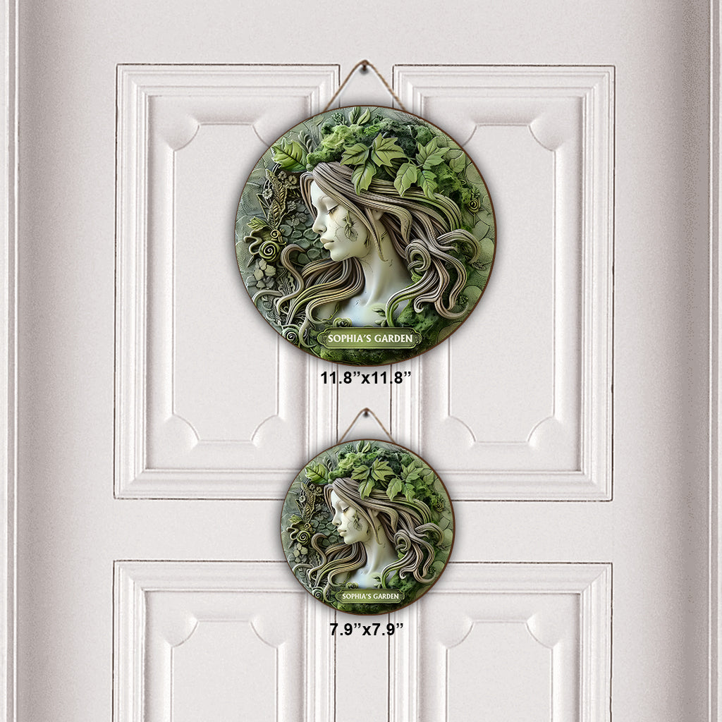 Panneau rond en bois personnalisé « Plant Lady » - Jardinage