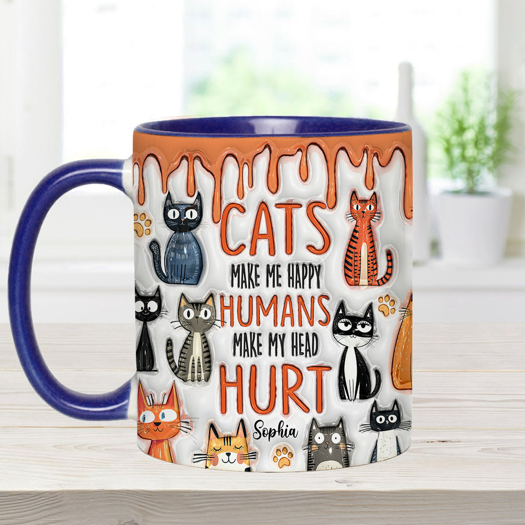 Cats Make Me Happy - Personalized Cat Accent Mug