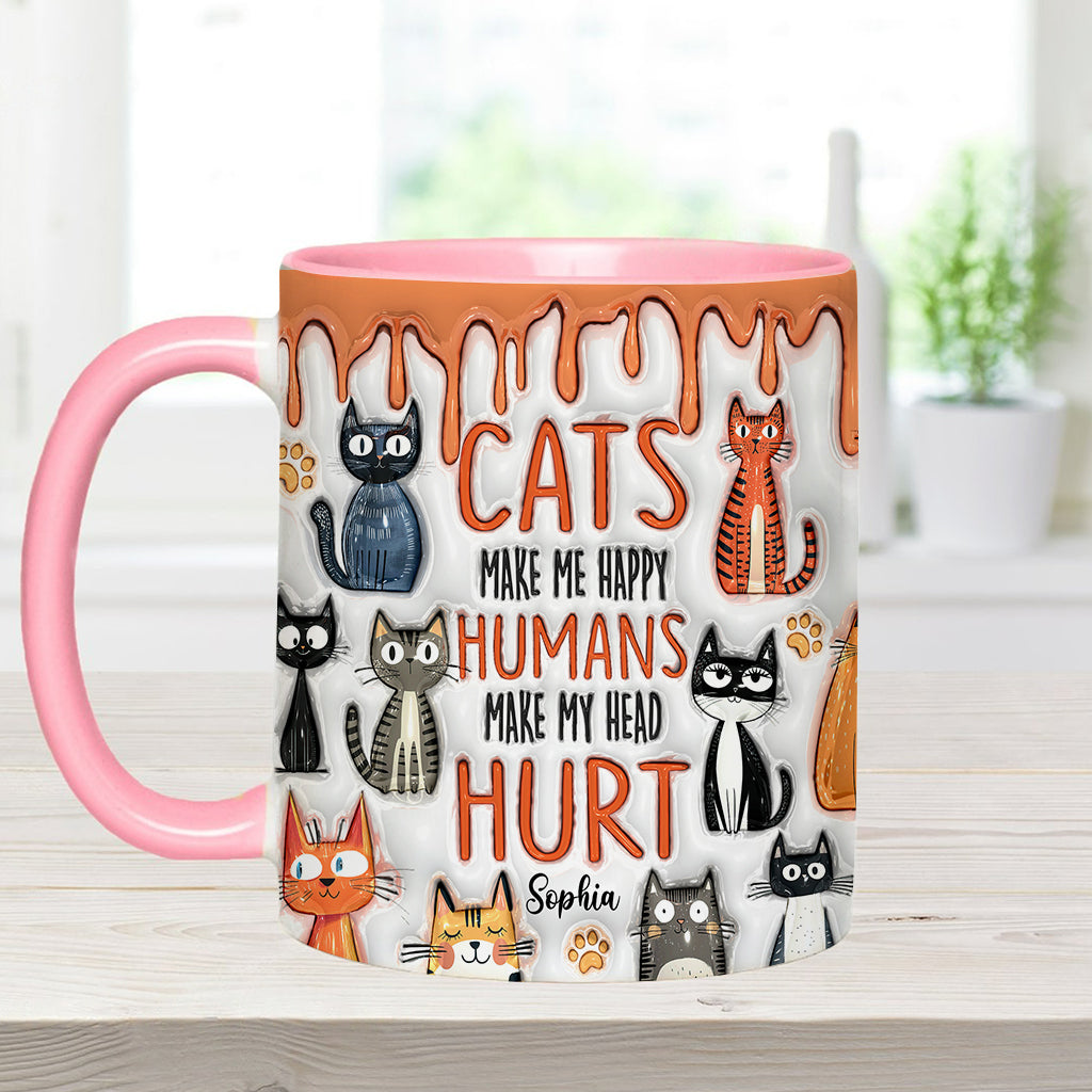 Cats Make Me Happy - Personalized Cat Accent Mug