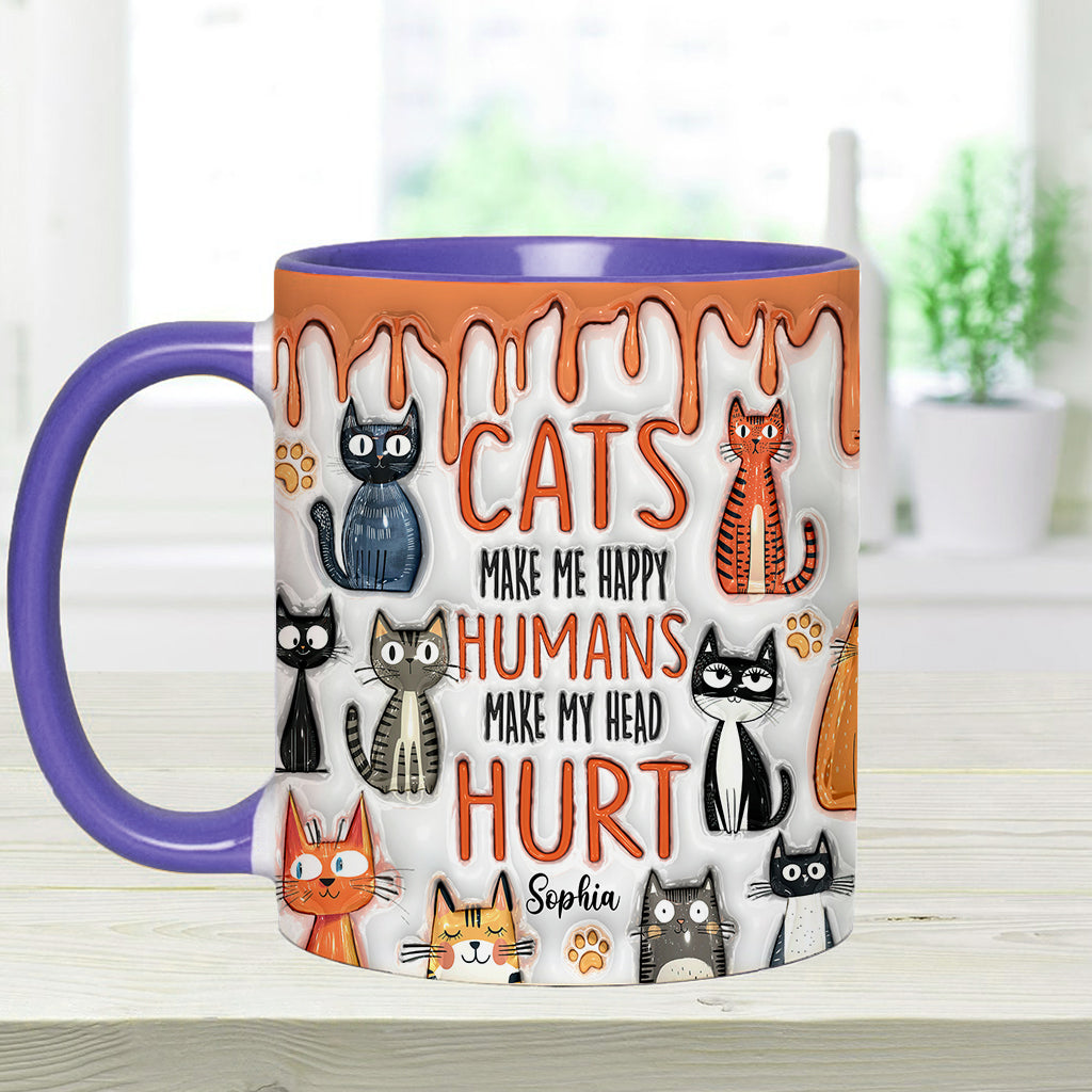 Cats Make Me Happy - Personalized Cat Accent Mug