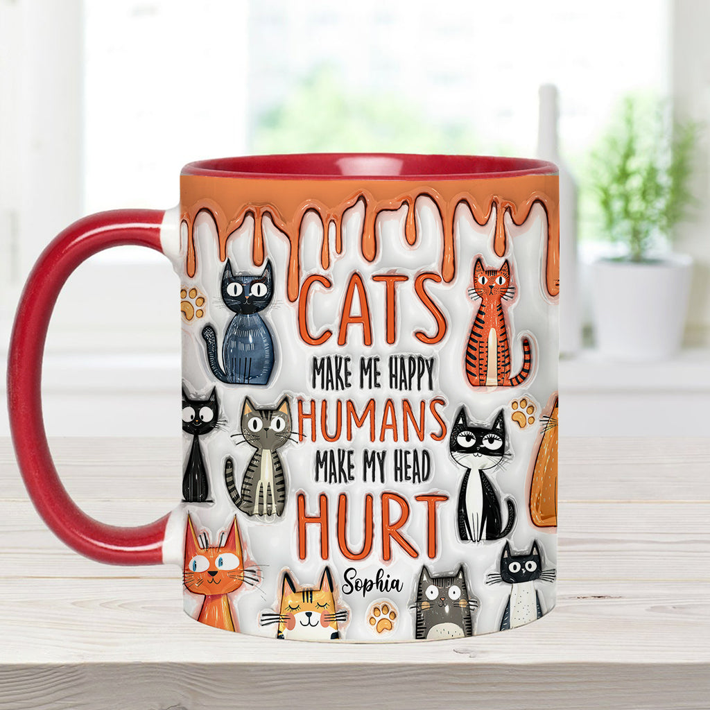 Cats Make Me Happy - Personalized Cat Accent Mug