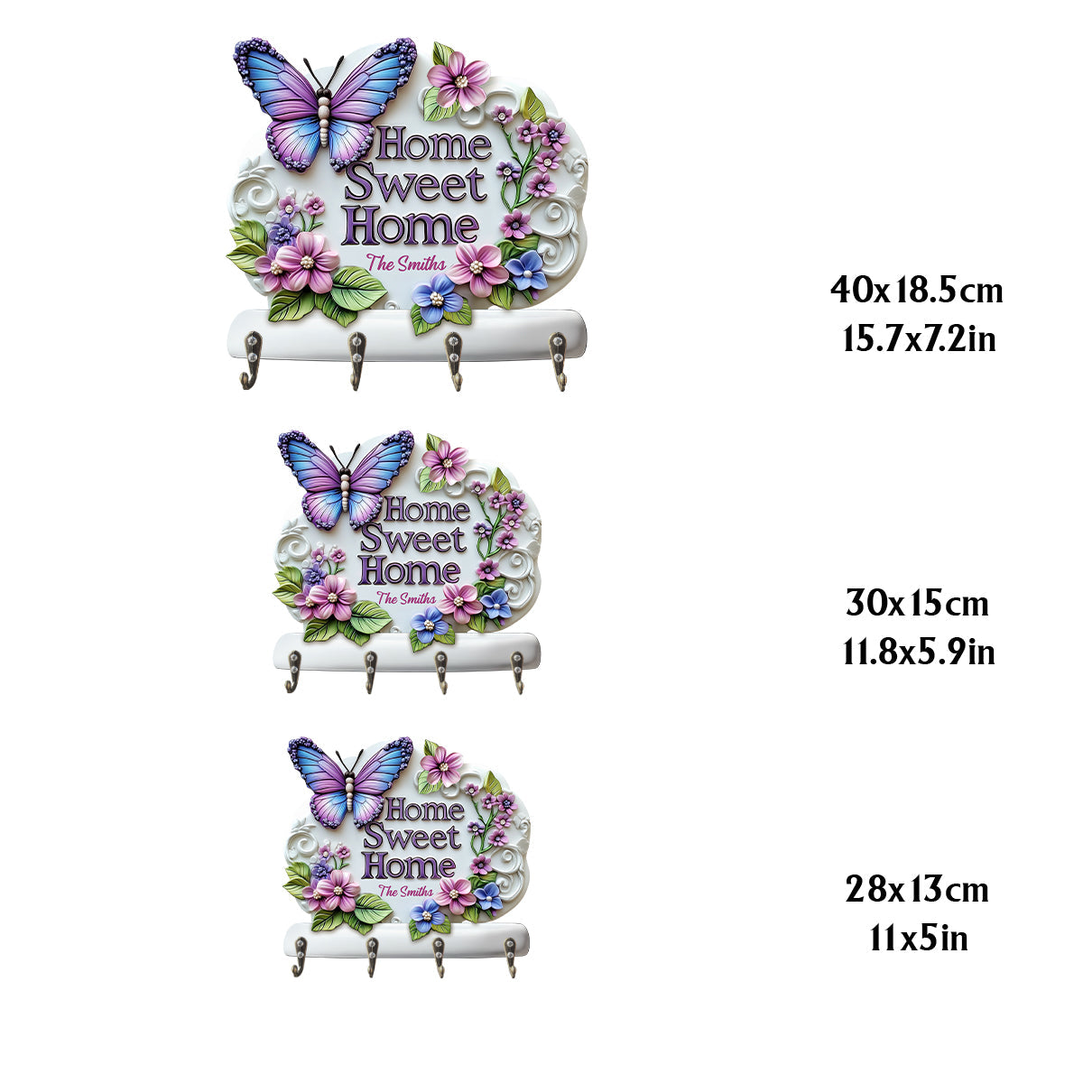 Doux foyer - Porte-clés papillon personnalisé