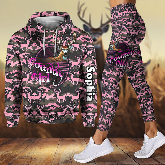 Fille de la campagne - Sweat à capuche et legging de chasse personnalisés