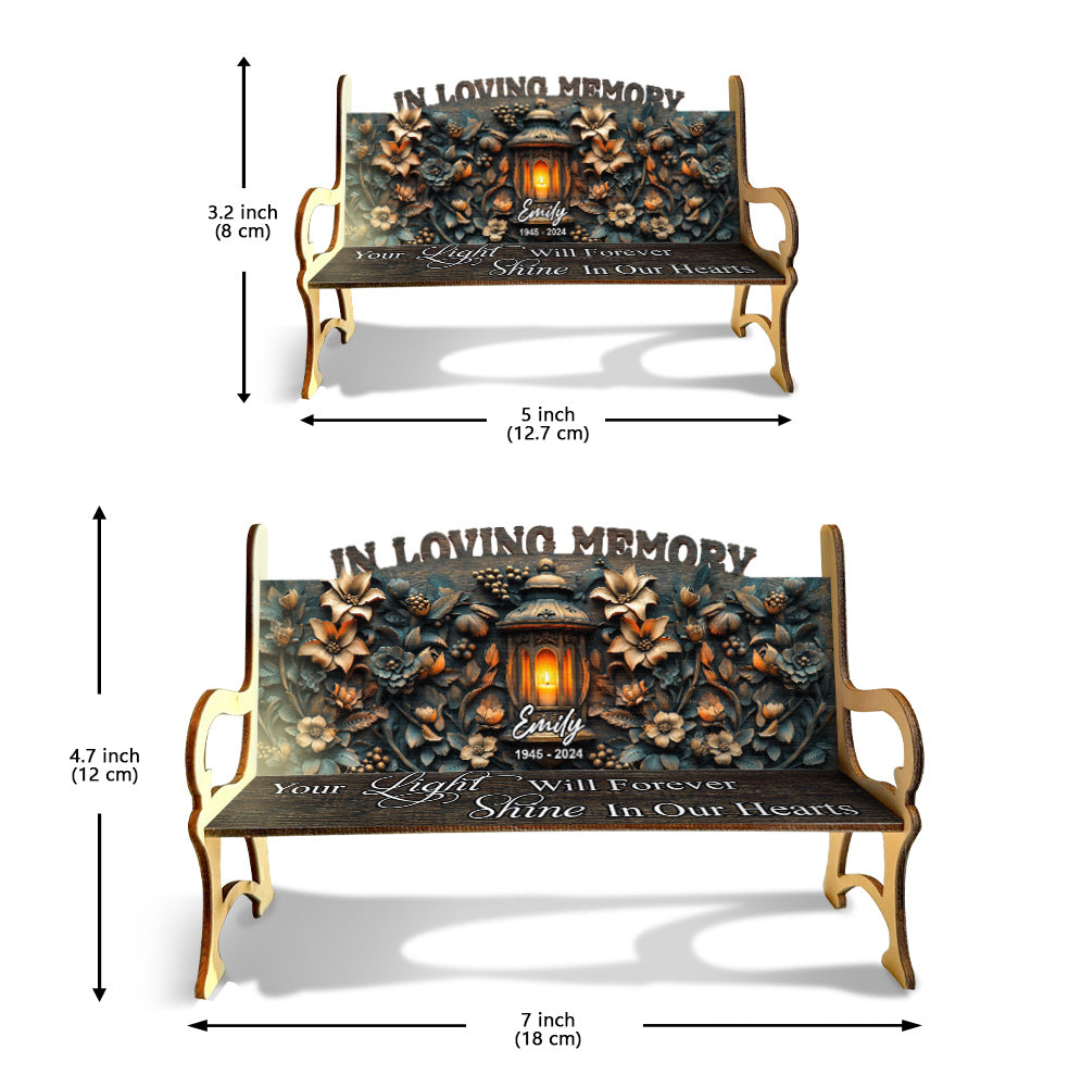 Your Light Will Always Shine In Our Hearts - Personalized Memorial Wooden Bench