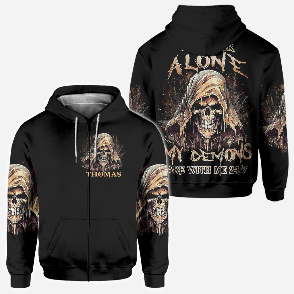 Je ne suis jamais seul - T-shirt personnalisé à motif de crâne