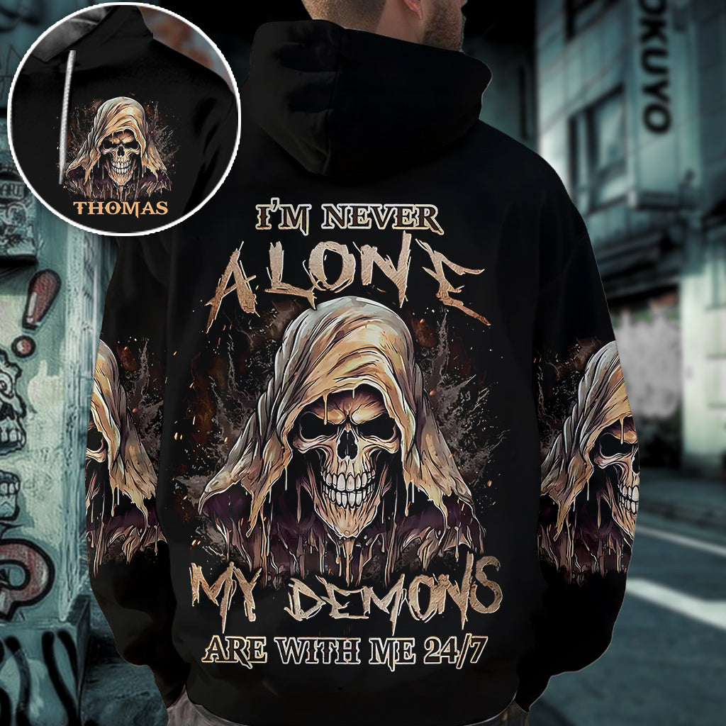 Je ne suis jamais seul - T-shirt personnalisé à motif de crâne