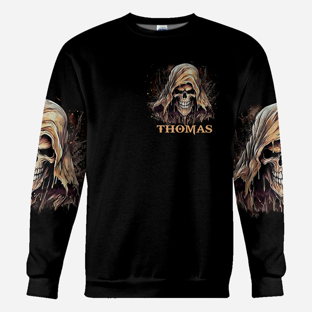 Je ne suis jamais seul - T-shirt personnalisé à motif de crâne