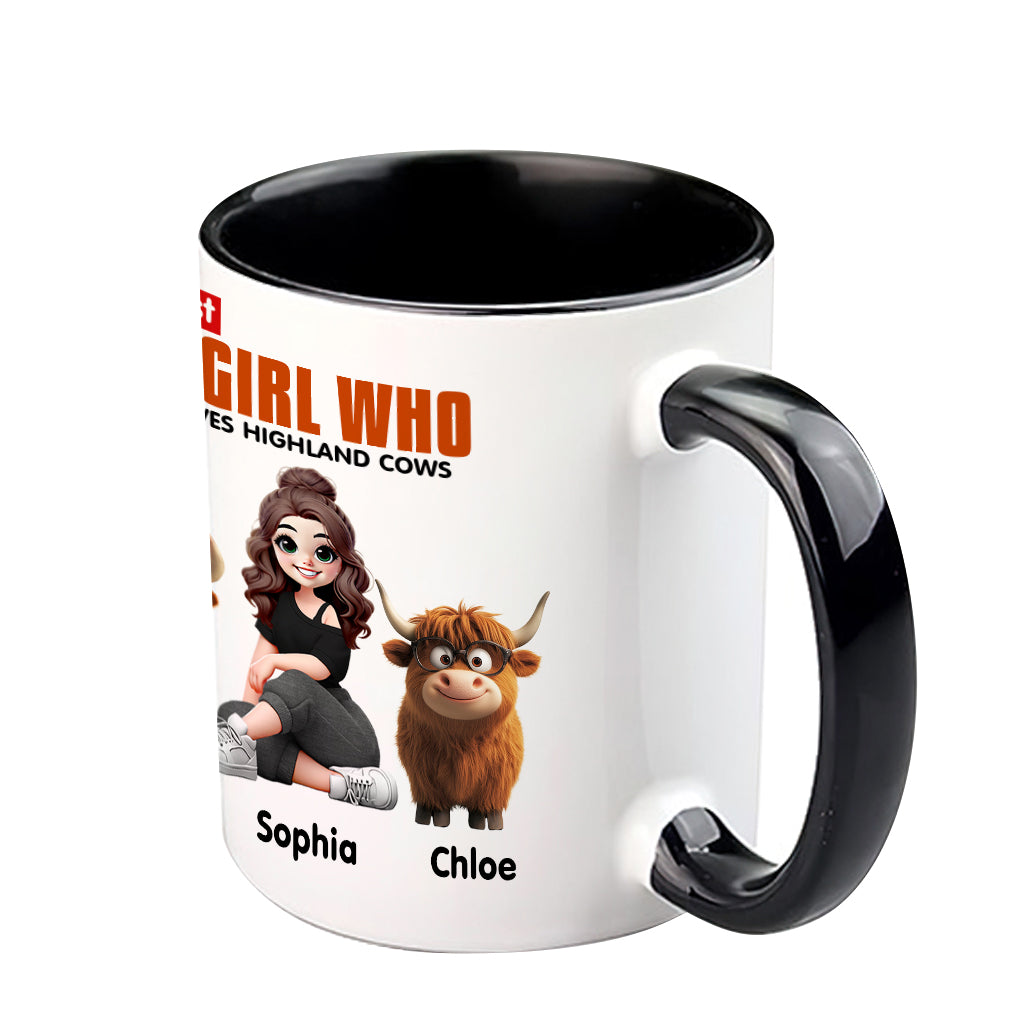 Mug personnalisé « Juste une fille qui aime les vaches des Highlands »