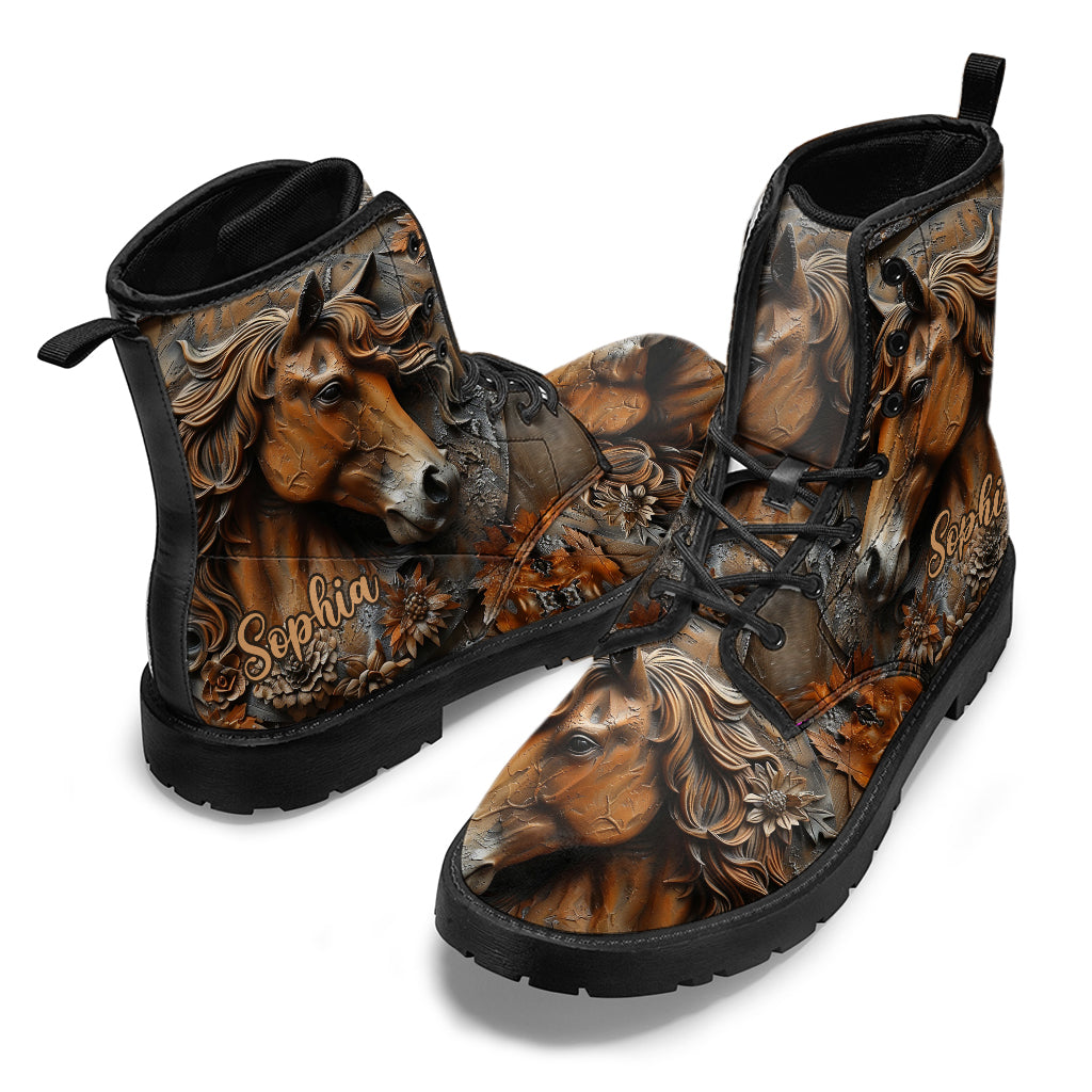 Stunning Horse Free Spirit - Personalized Horse Leather Boots