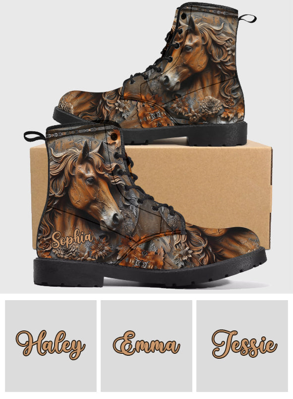 Stunning Horse Free Spirit - Personalized Horse Leather Boots