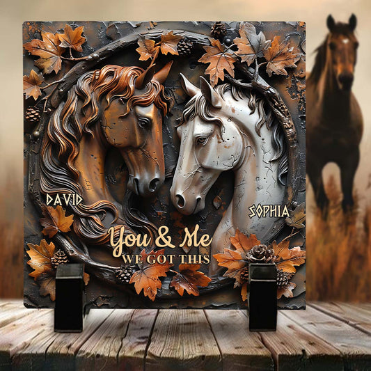 C'est toi et moi - Pierre carrée personnalisée en forme de cheval