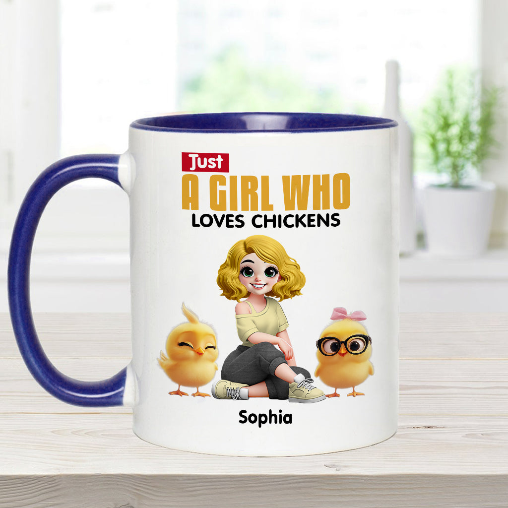Just A Girl Who Loves Chickens - Personalized Chicken Accent Mug