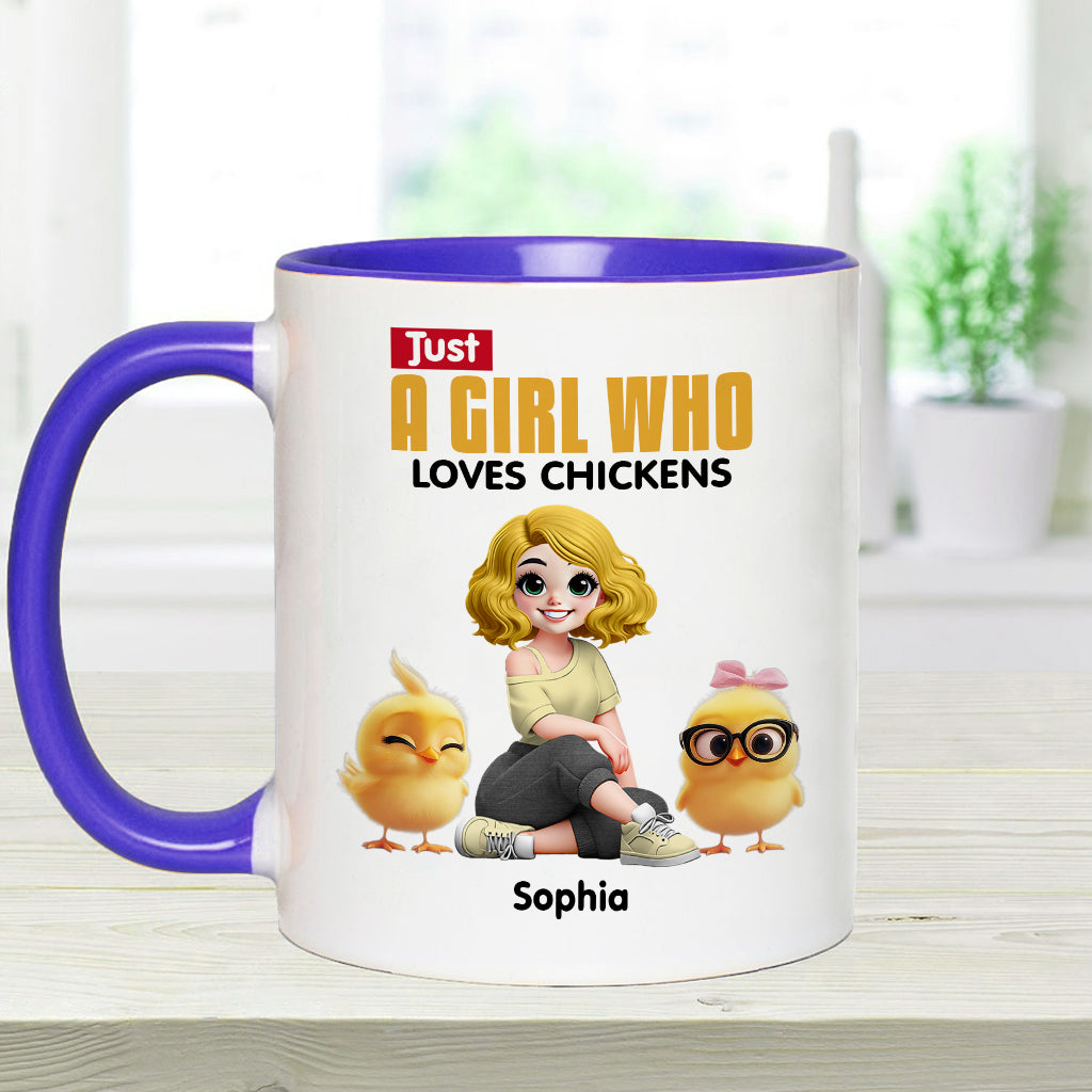 Just A Girl Who Loves Chickens - Personalized Chicken Accent Mug