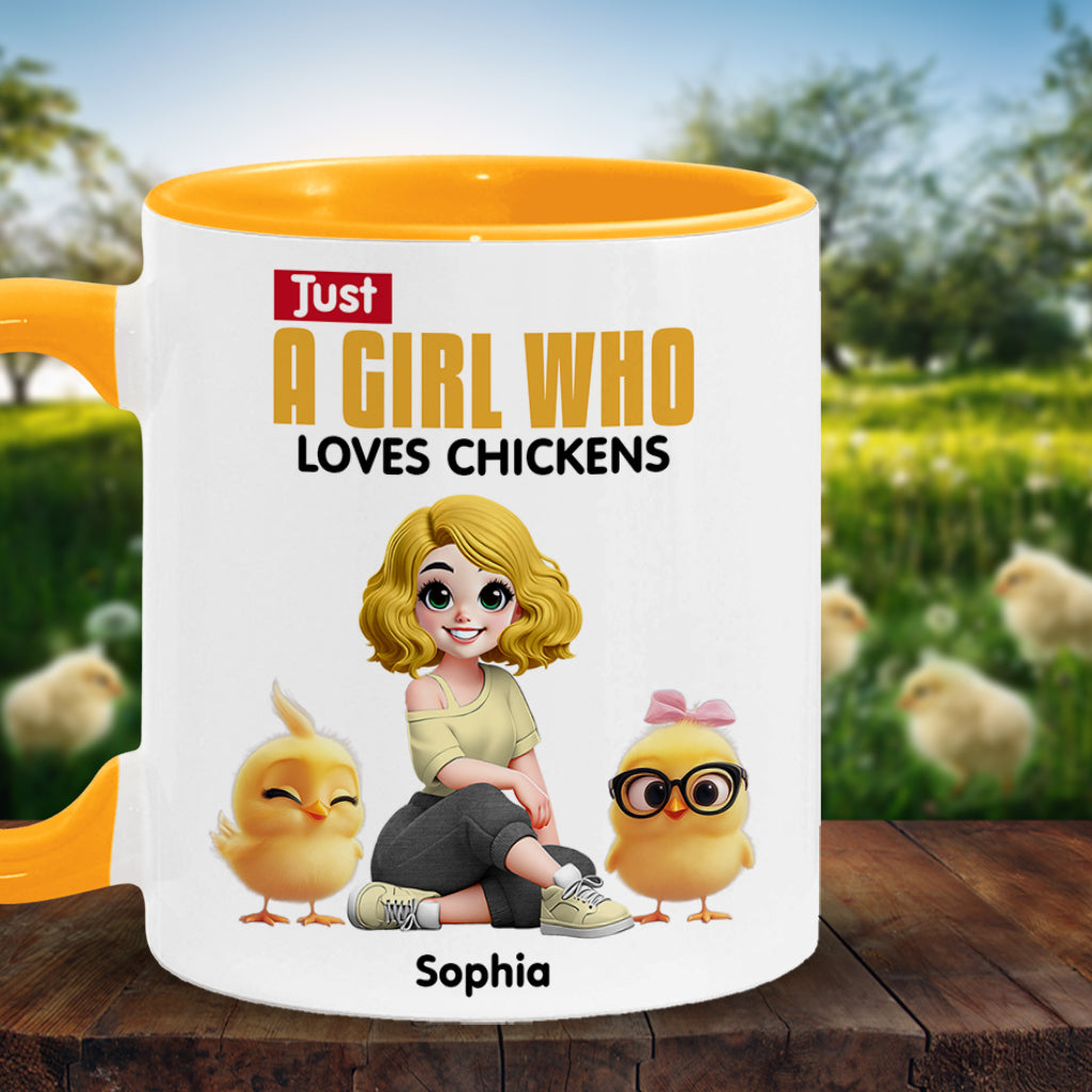 Just A Girl Who Loves Chickens - Personalized Chicken Accent Mug