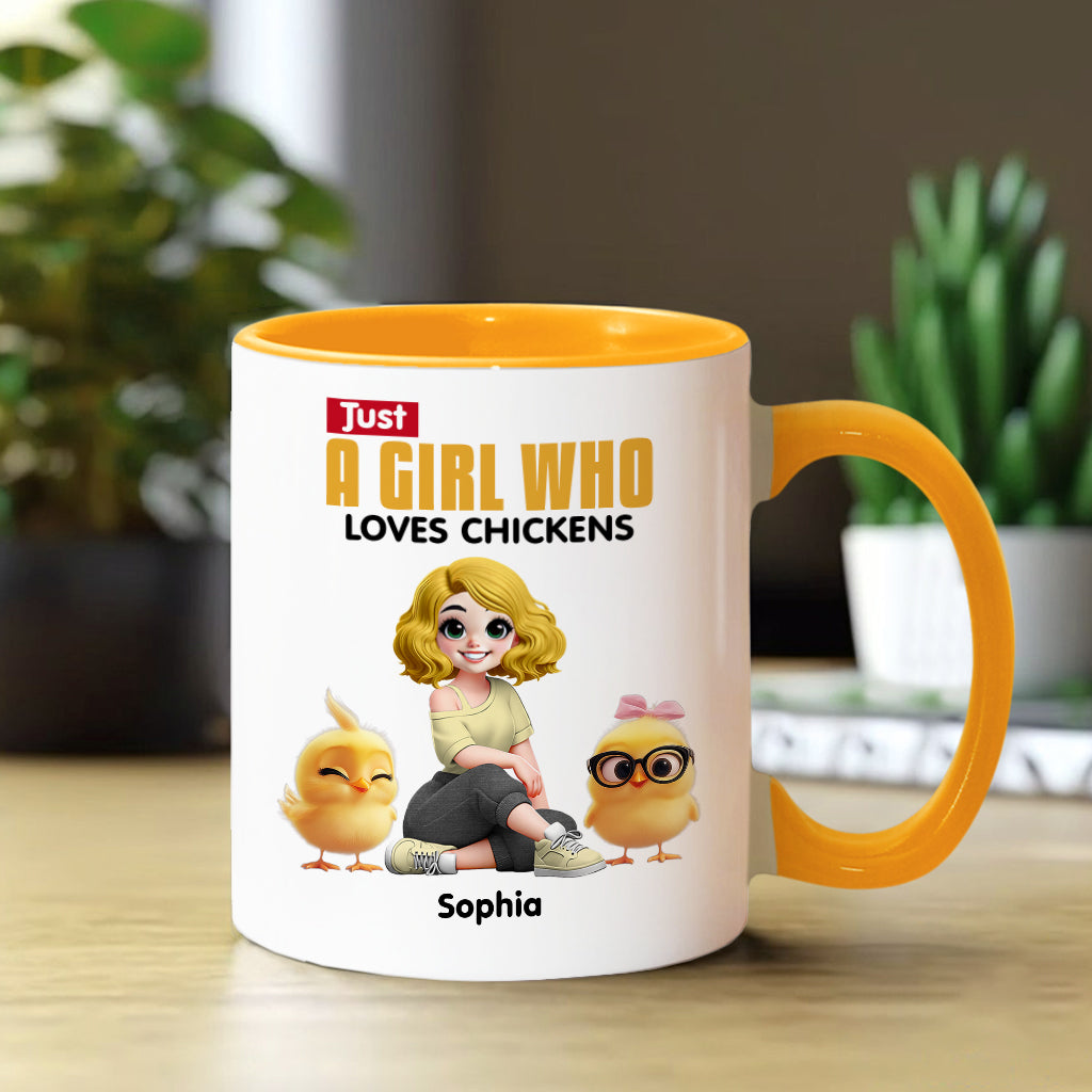 Just A Girl Who Loves Chickens - Personalized Chicken Accent Mug