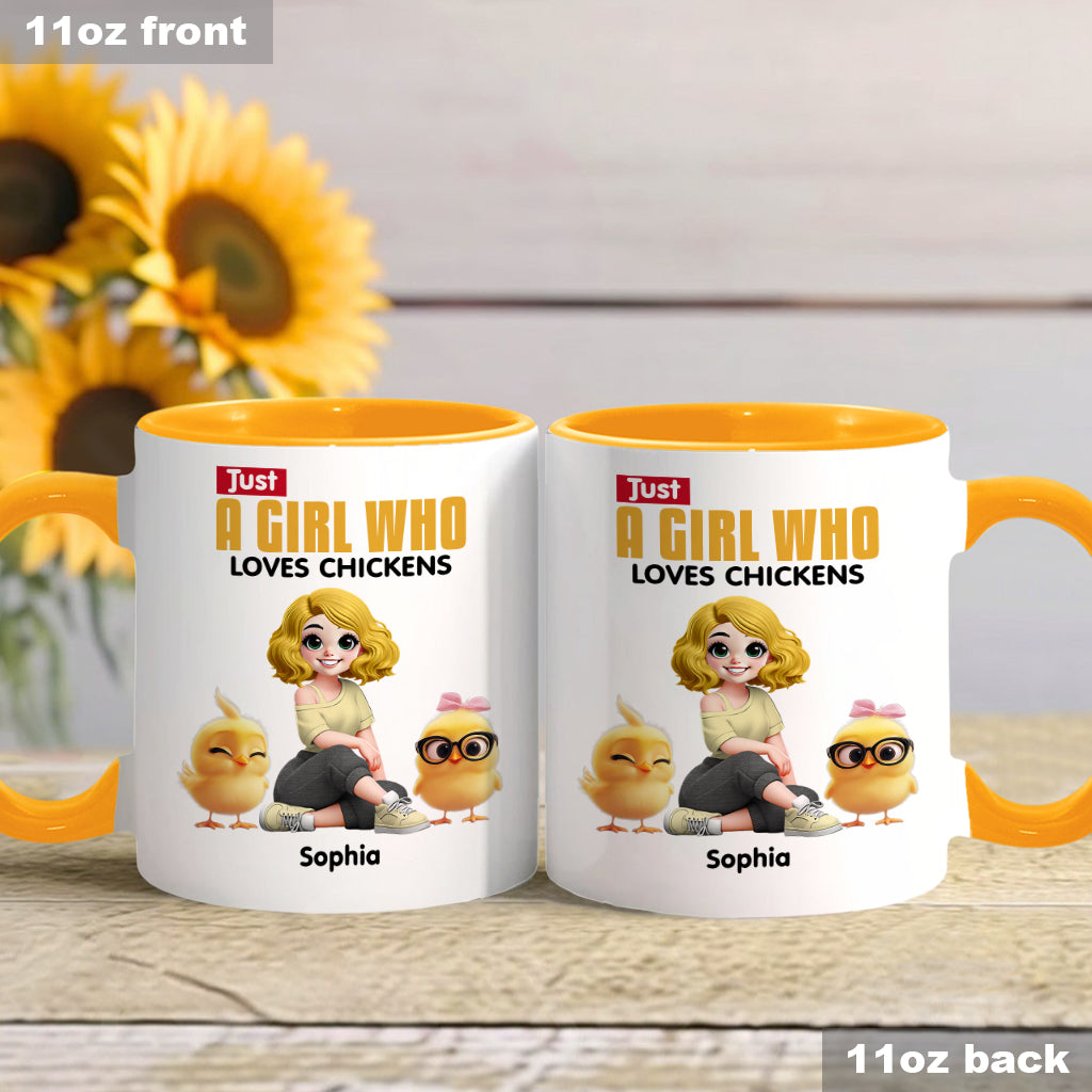 Just A Girl Who Loves Chickens - Personalized Chicken Accent Mug