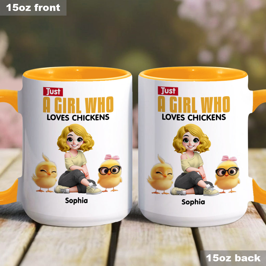 Just A Girl Who Loves Chickens - Personalized Chicken Accent Mug