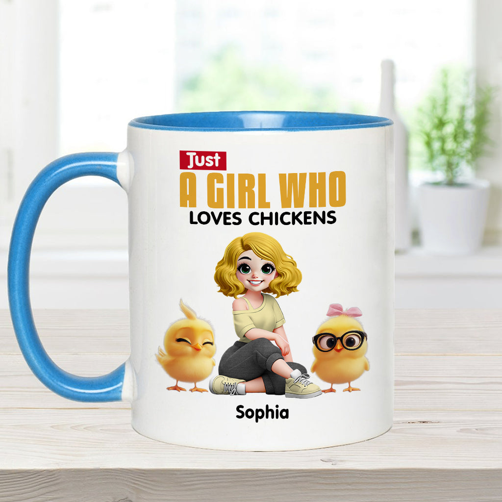 Just A Girl Who Loves Chickens - Personalized Chicken Accent Mug