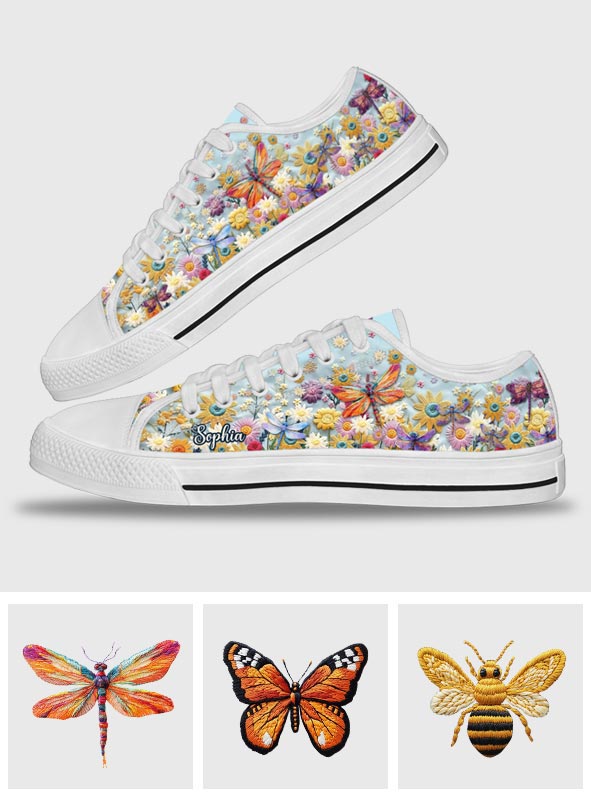 Jardin floral pollinisateur - Chaussures basses de jardinage personnalisées