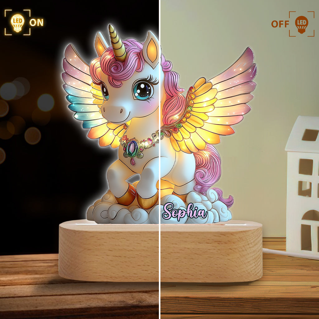 Magnifique Licorne - Plaque lumineuse personnalisée en forme d'enfant