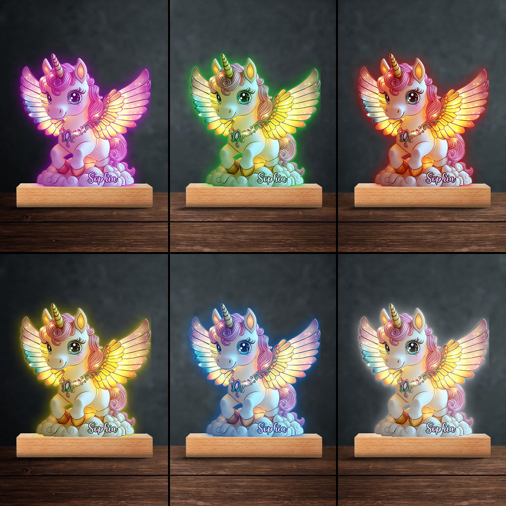 Magnifique Licorne - Plaque lumineuse personnalisée en forme d'enfant