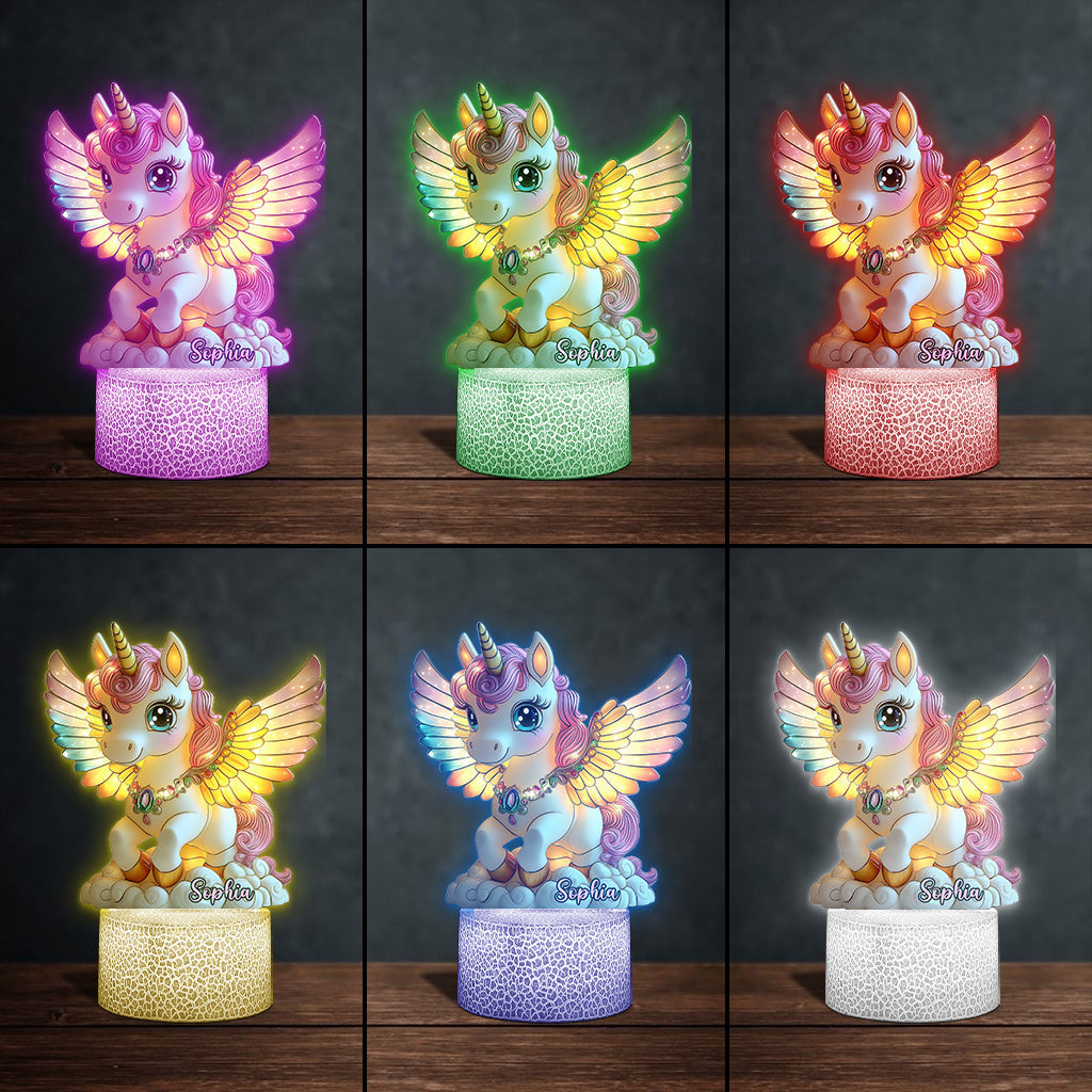 Magnifique Licorne - Plaque lumineuse personnalisée en forme d'enfant