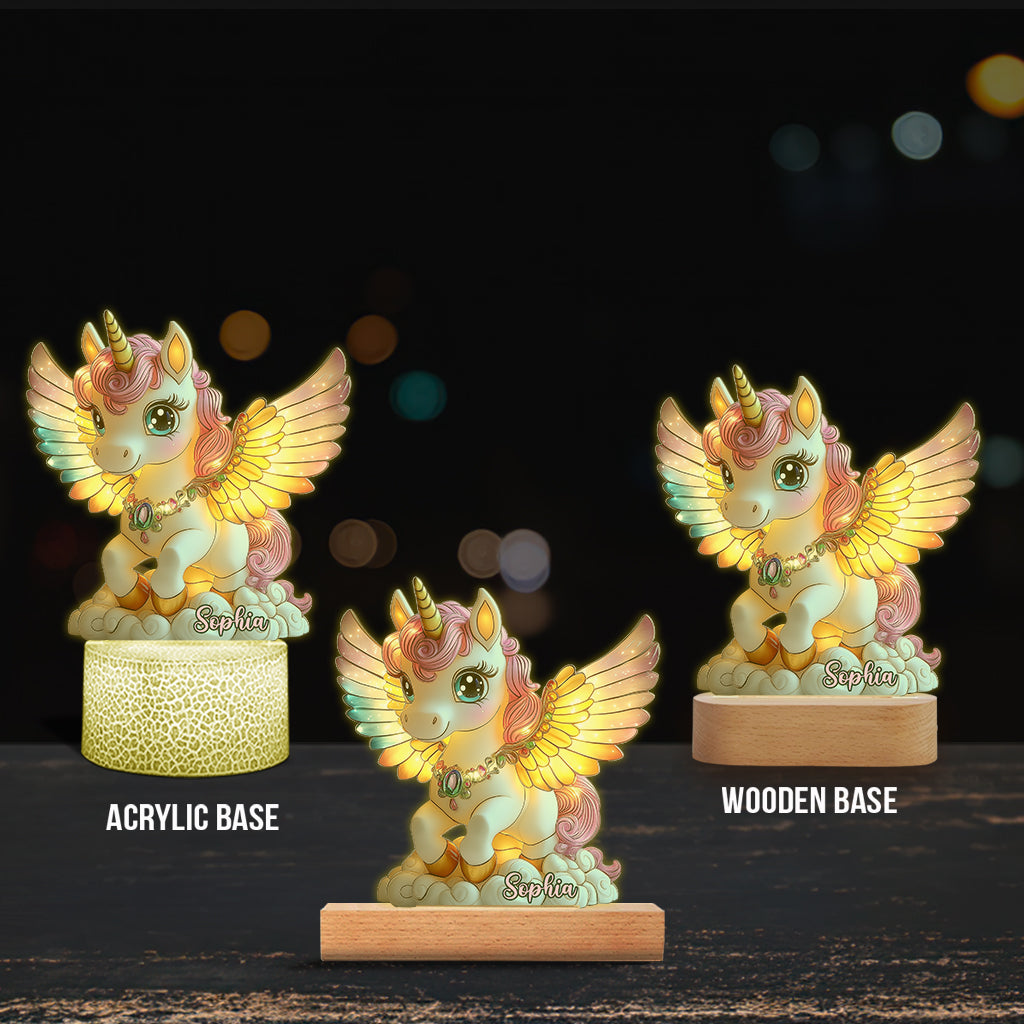 Magnifique Licorne - Plaque lumineuse personnalisée en forme d'enfant