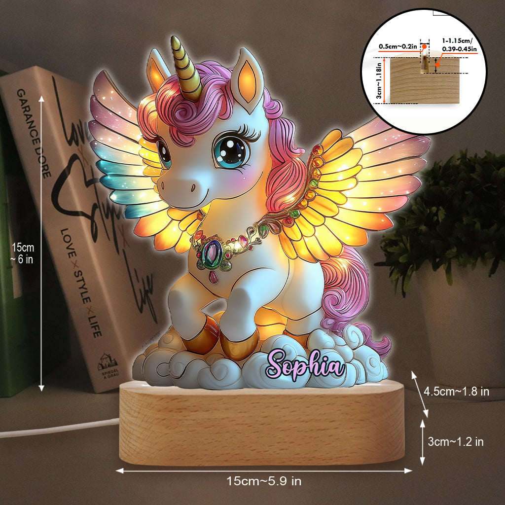 Magnifique Licorne - Plaque lumineuse personnalisée en forme d'enfant