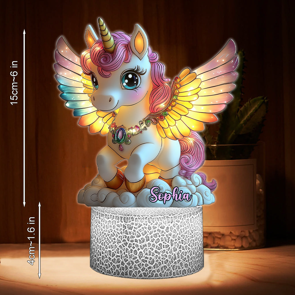 Magnifique Licorne - Plaque lumineuse personnalisée en forme d'enfant