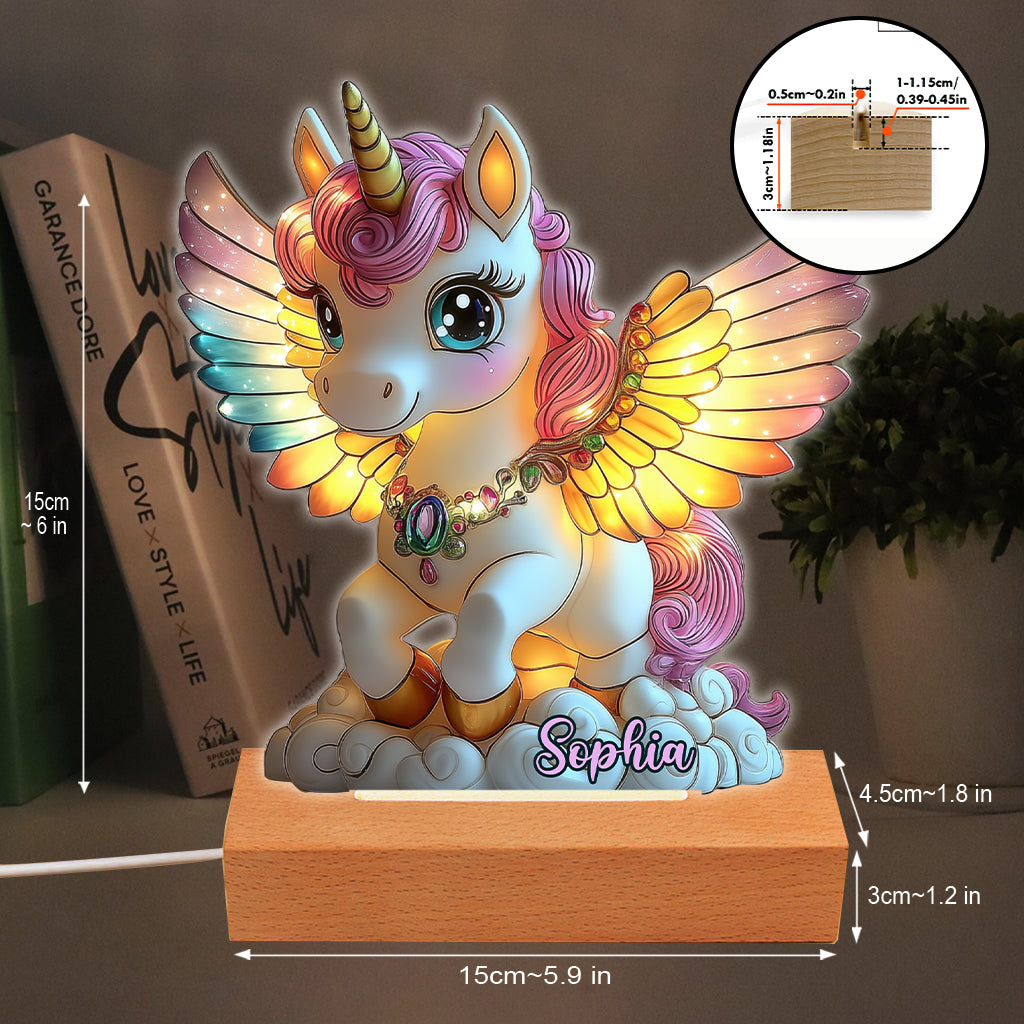 Magnifique Licorne - Plaque lumineuse personnalisée en forme d'enfant