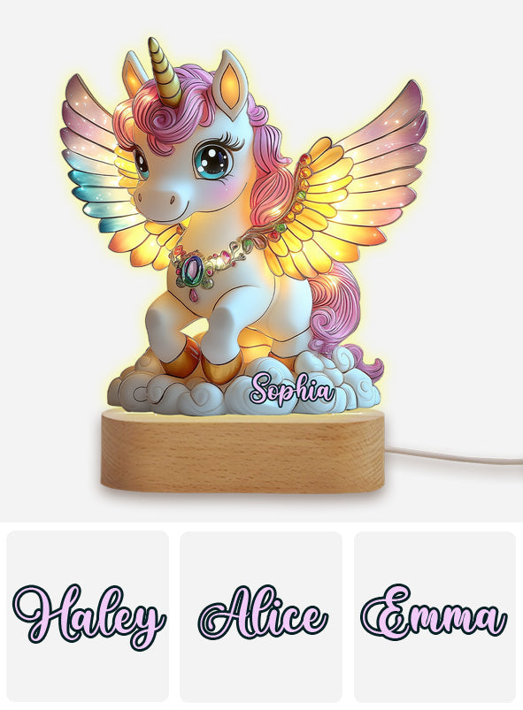 Magnifique Licorne - Plaque lumineuse personnalisée en forme d'enfant