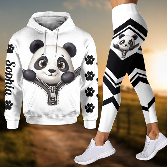Adorable Panda - Sweat à capuche et leggings personnalisés pour amoureux des pandas