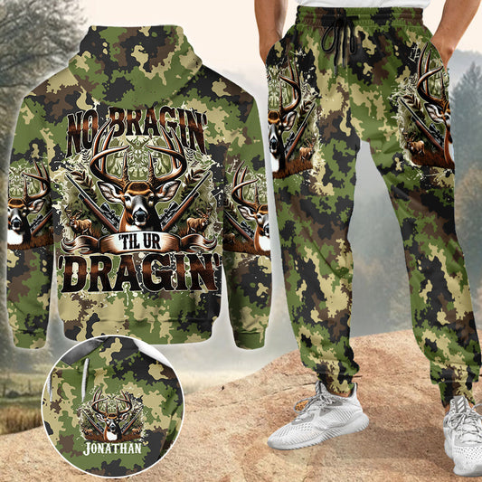 Pas de vantardise tant que tu ne traînes pas - Ensemble sweat à capuche et pantalon de survêtement de chasse personnalisés